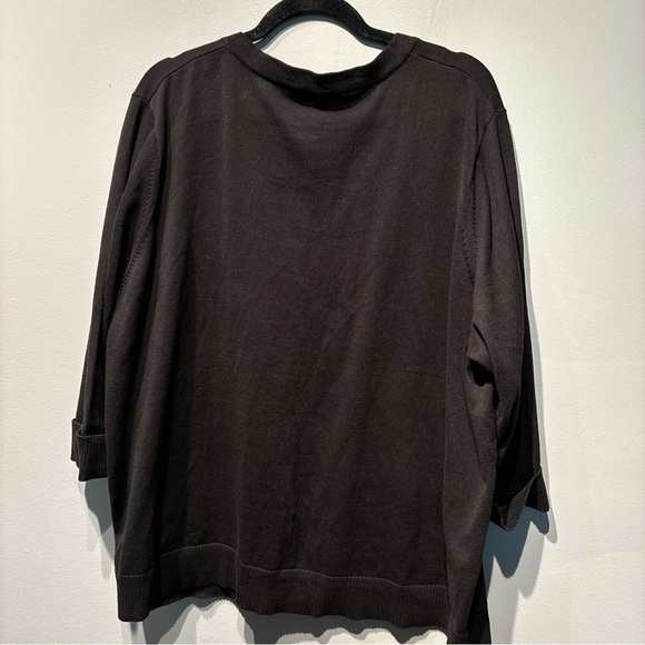 Quacker Factor‎ Black Sweater With Zebra Print Accents Short Sleeve Sz3X Cotton - Picture 2 of 14